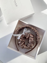 GOLDEN Šilkinis plaukų lankelis ir M dydžio gumytė