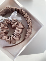 GOLDEN Šilkinis plaukų lankelis ir M dydžio gumytė