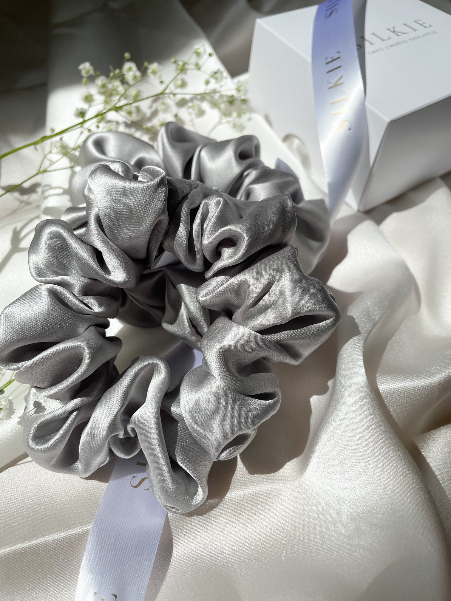 GRAY silk hair band 