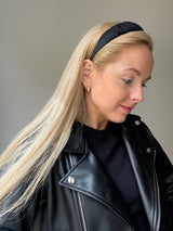 BLACK silk hair bow 