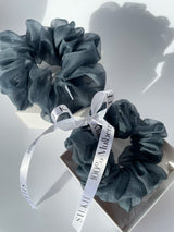 GRAY silk organza elastic