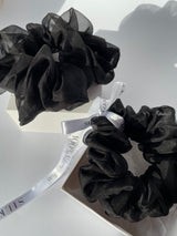 BLACK silk organza elastic