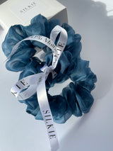 NAVY silk organza elastic