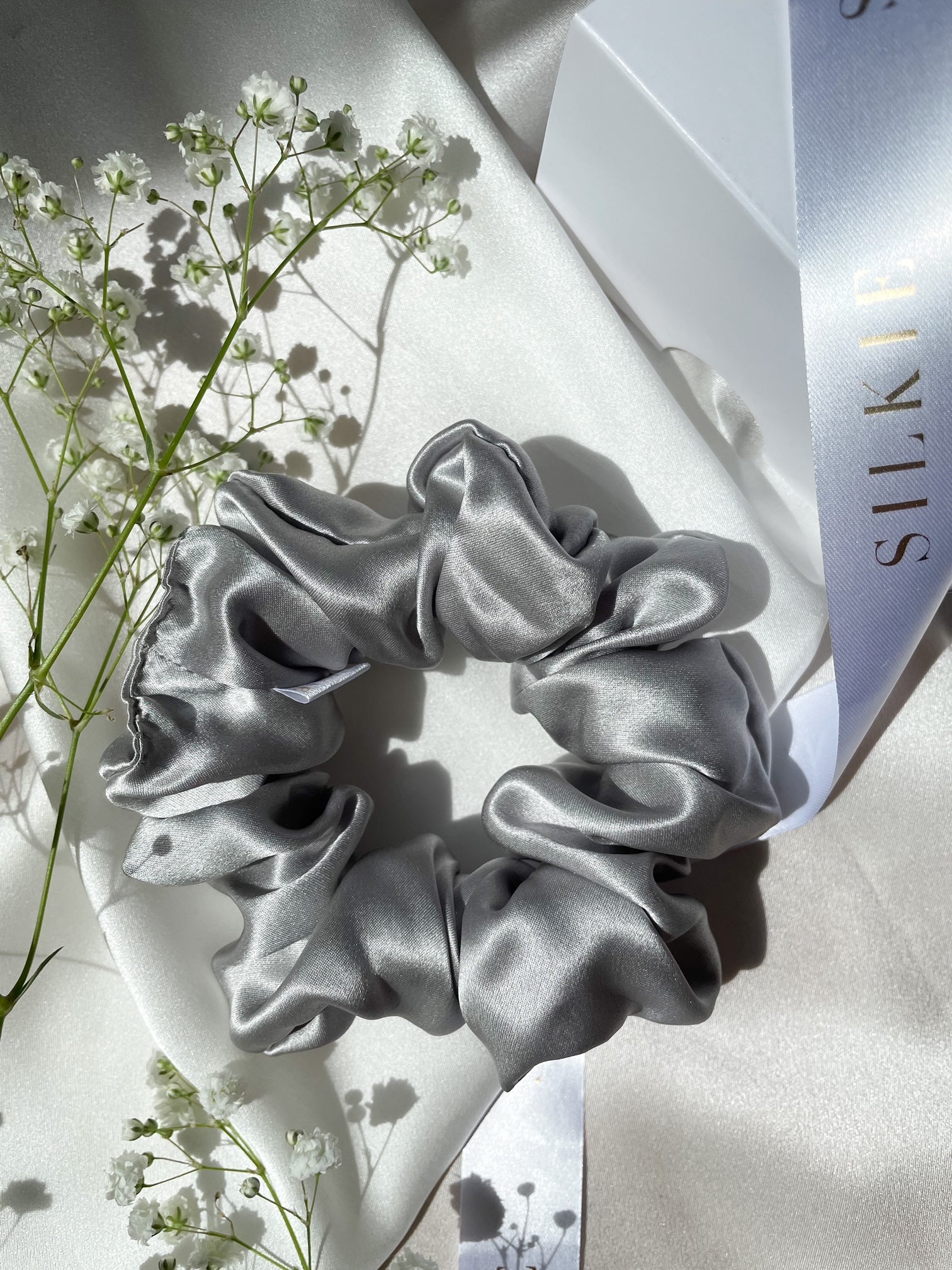 GRAY silk hair band 