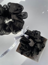 BLACK silk organza elastic