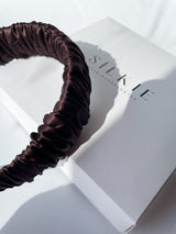 CHOCOLATE silk hair bow 
