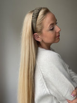 Khaki silk hair bow 