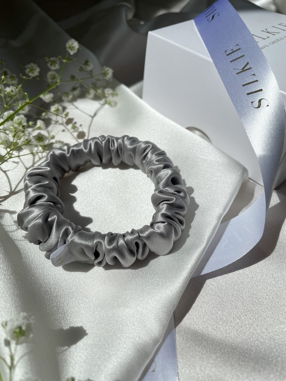 GRAY silk hair band 